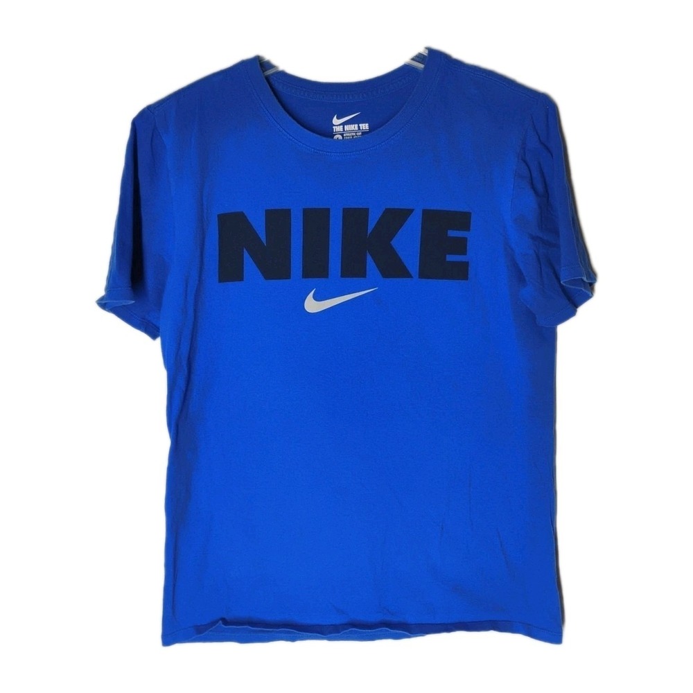 The Nike Tee Mens SMALL Blue Nike Swoosh  Short Sleeve T-shirt